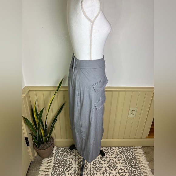 NWT Mare Mare Anthropologie Skirt Plus 1X Gray Cotton Button Front Utility Midi - Picture 8 of 12